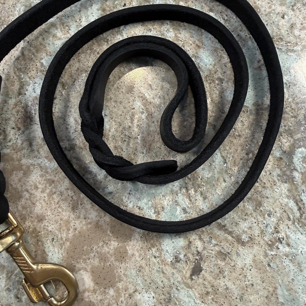 Black 4 foot leather dog leash